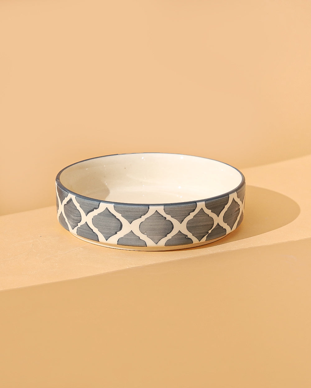 Geometrical Ceramic flat bowl set of 3  ( Microwave Safe )
