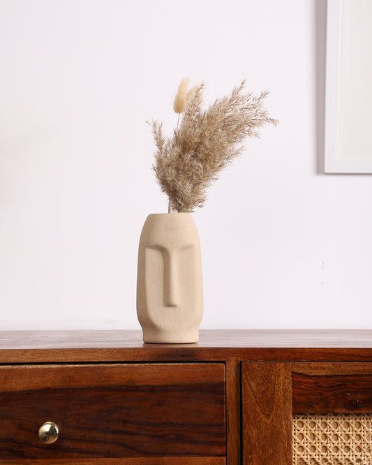 Studio Pottery Ceramic Face Vase 6 inch