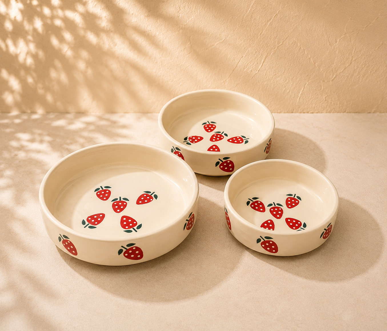 Ceramic Hand Painted Flat Bowl Set of 3