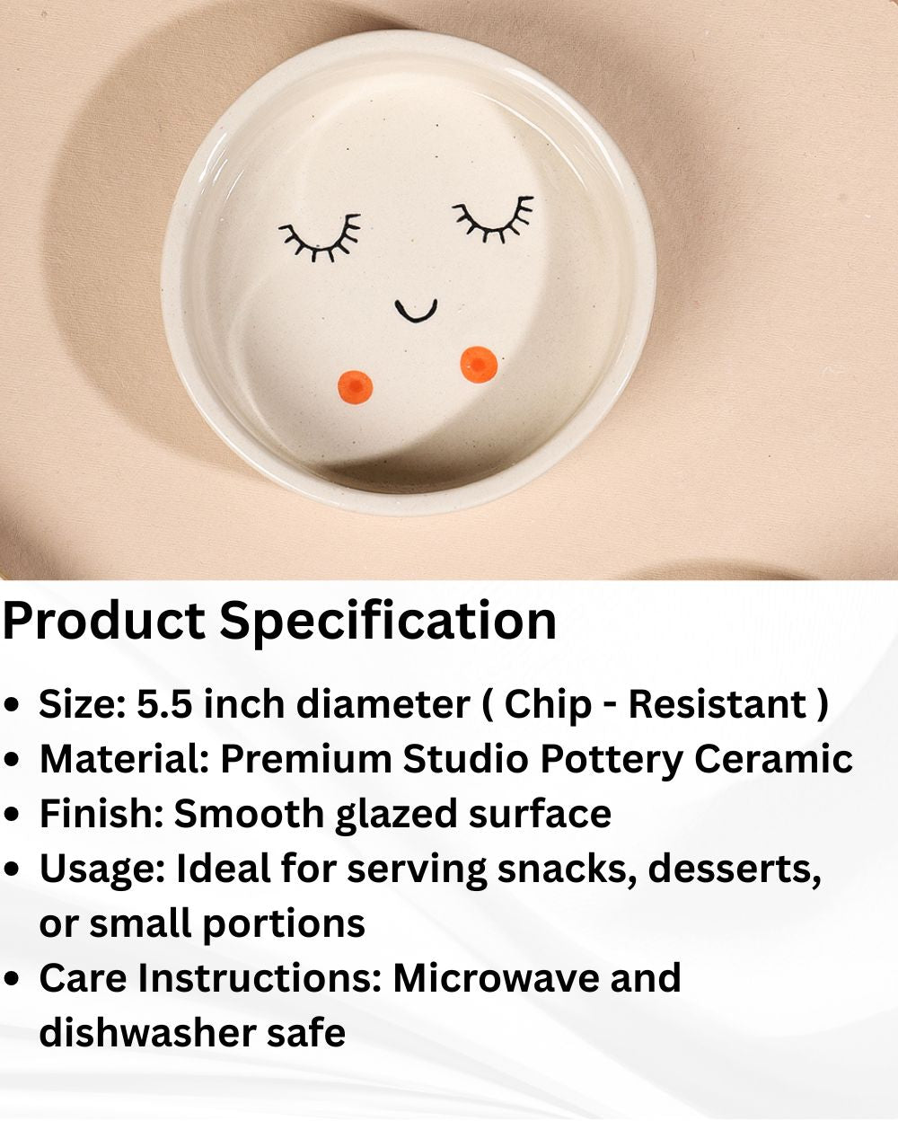 Hand-Painted Aesthetic Flat Bowl – 5.5 inch