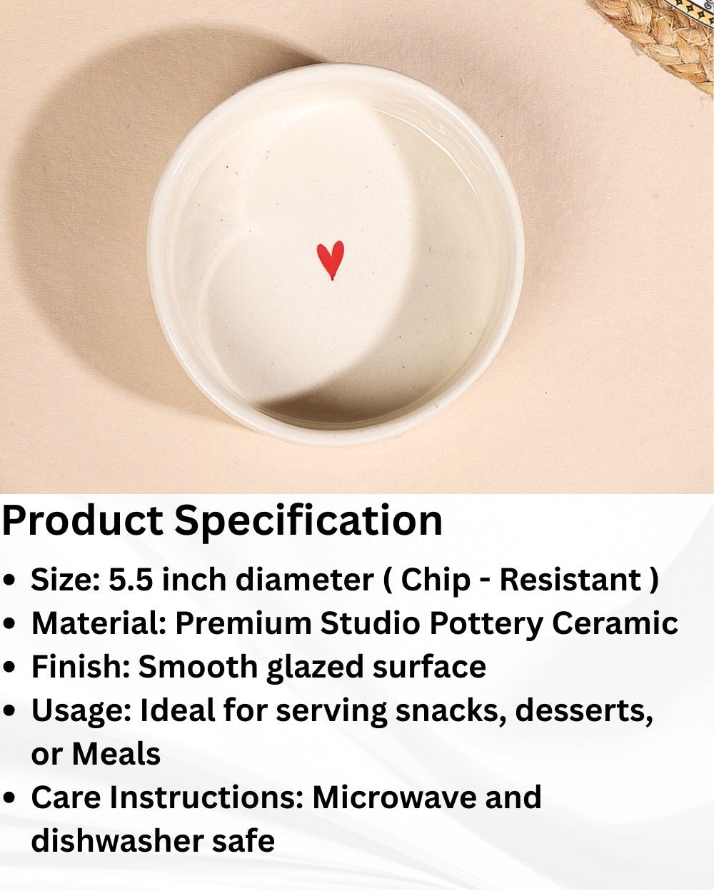Hand-Painted All Hearts Aesthetic Flat Bowl – 5.5 inch