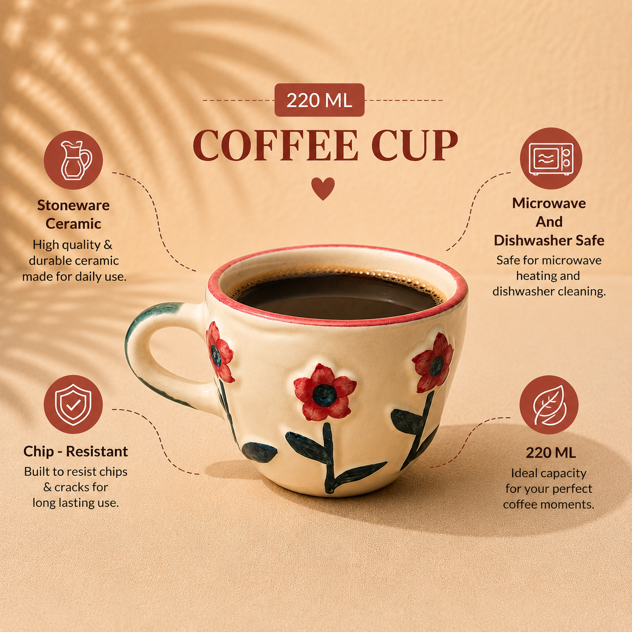 Studio Pottery Hand - Painted Ceramic Mug