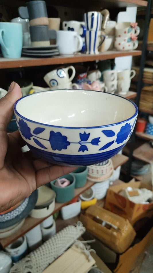 Floral white blue bowl