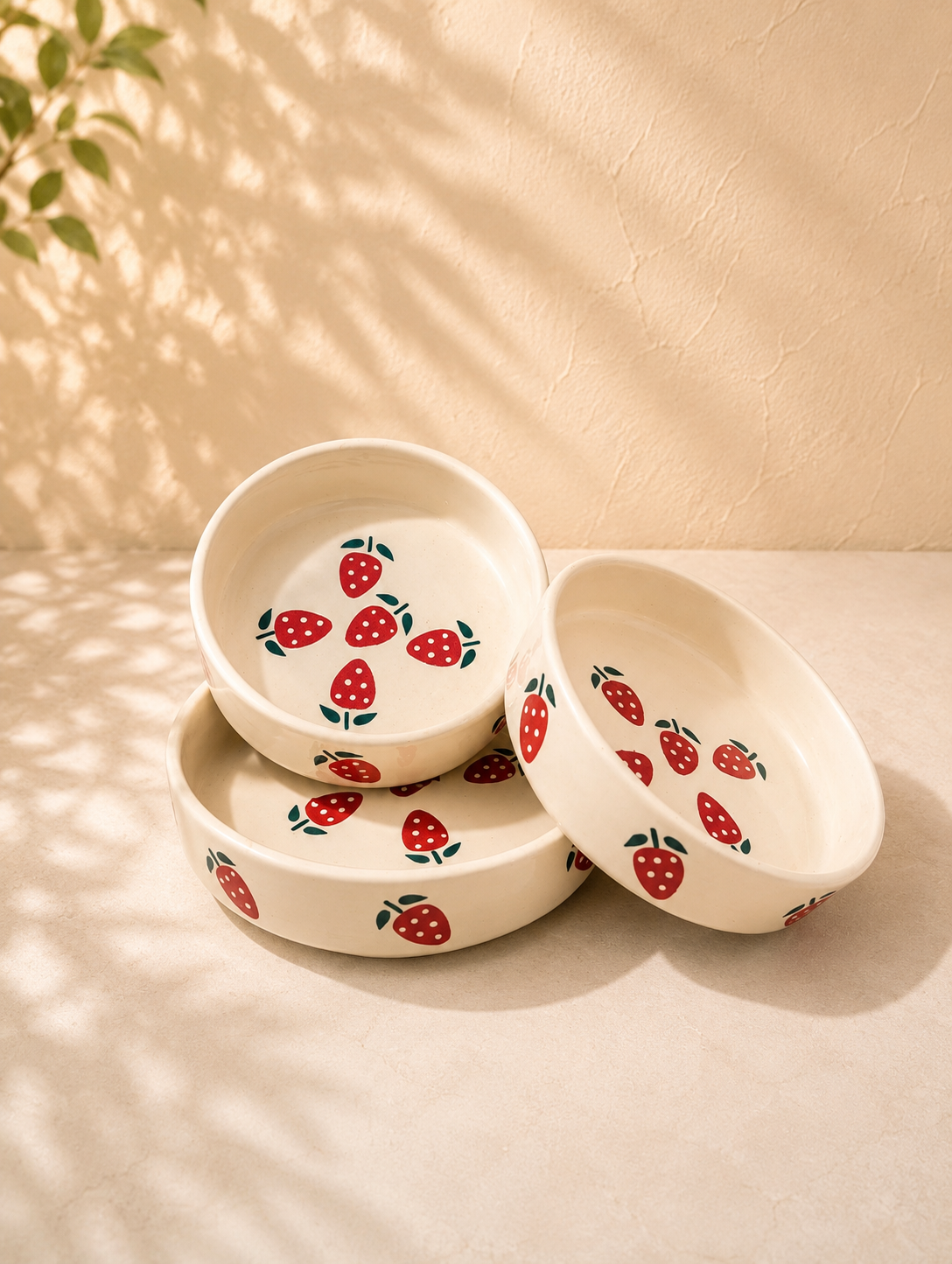 Ceramic Hand Painted Flat Bowl Set of 3