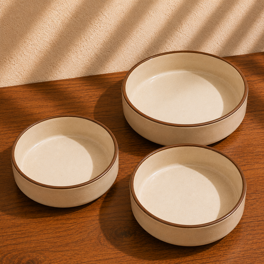 Ceramic Flat Bowl Set of 3