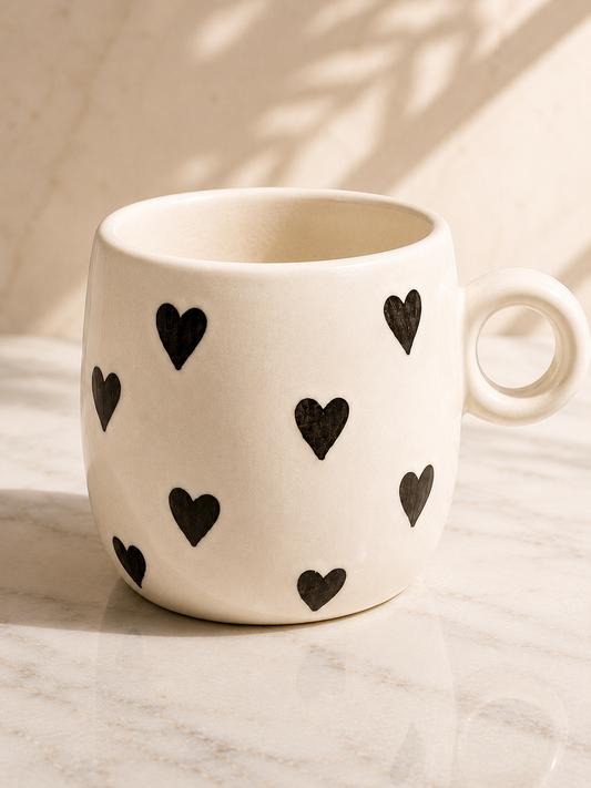Classic Black Heart Mug ( 280 Ml )