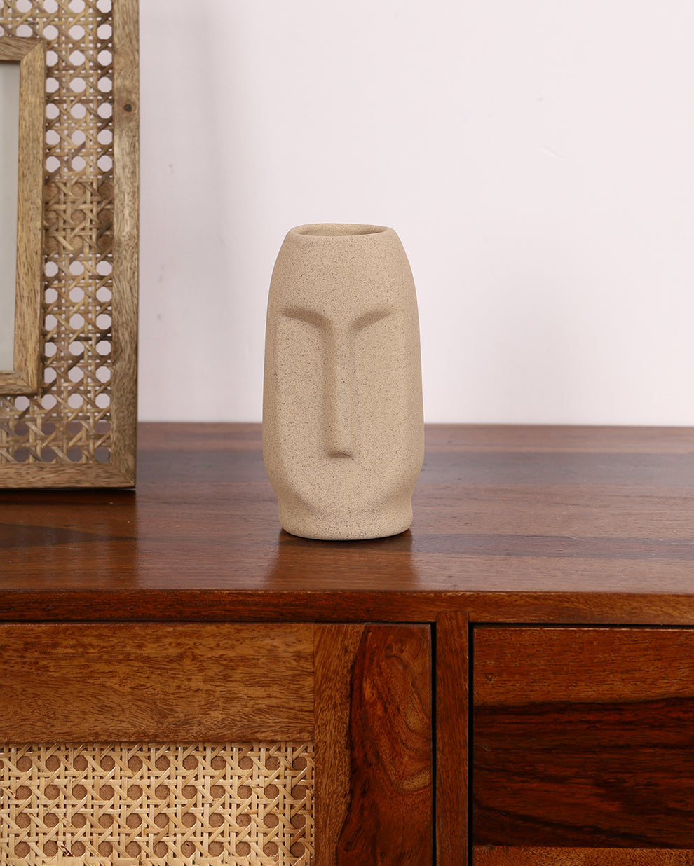 Studio Pottery Ceramic Face Vase 6 inch