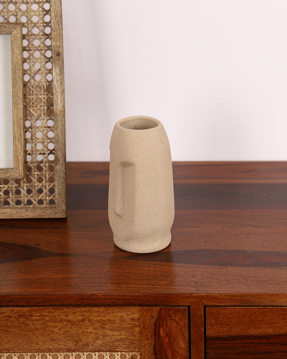 Studio Pottery Ceramic Face Vase 6 inch